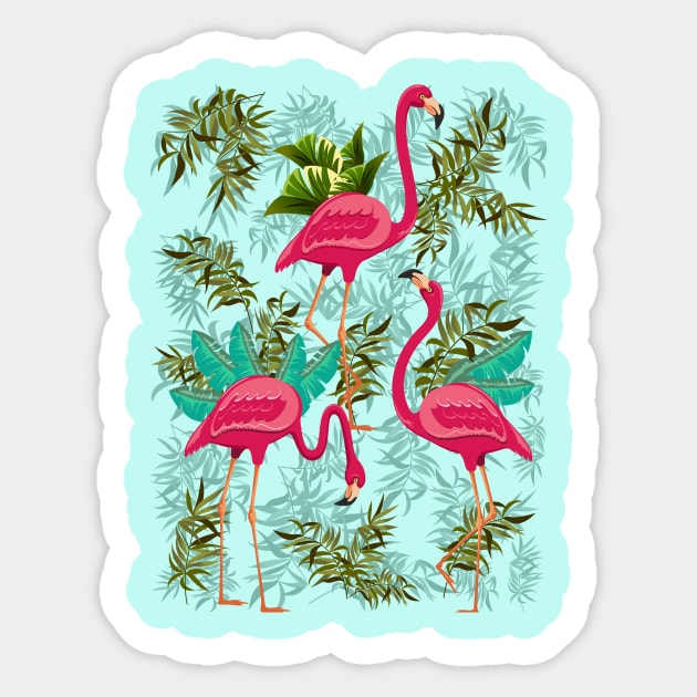 Pink Flamingos Exotic Birds Sticker by BluedarkArt